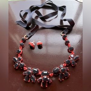 Navy and Coral Rhinestone Necklace set